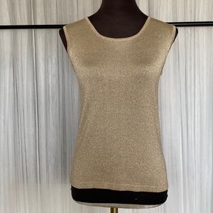 Vintage 90’s Talbots sleeveless crew neckline gold knit top! Size S